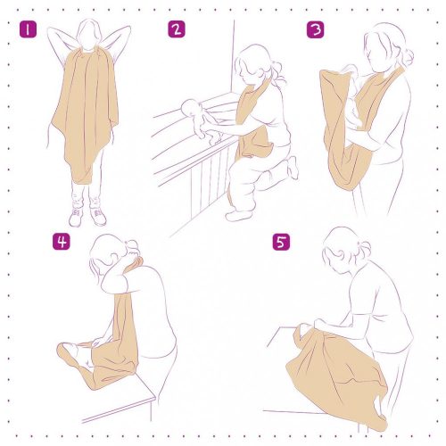 Nyakba köthető babatörölköző - Splash and Wrap törölköző (kék színben)