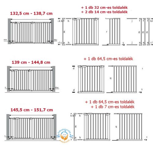 Babydan ASTA ajtórácshoz FEKETE színű toldalék - 14 cm