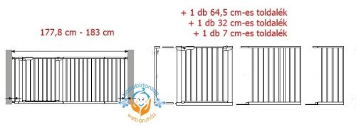 Babydan ASTA ajtórács toldalékokkal extra széles (177,8-183 cm)