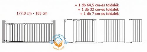 Babydan ASTA ajtórács toldalékokkal extra széles (177,8-183 cm)