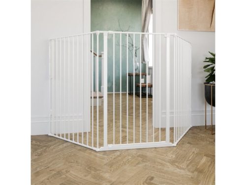 Babydan magas térelválasztó kutyák számára (max. 221 cm, fehér)