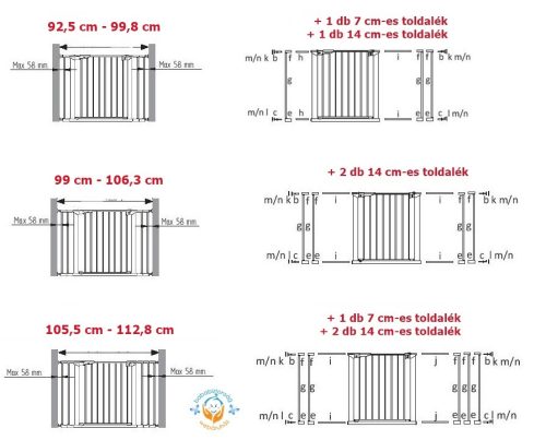 Babydan ASTA ajtórácshoz toldalék - 32 cm, fekete