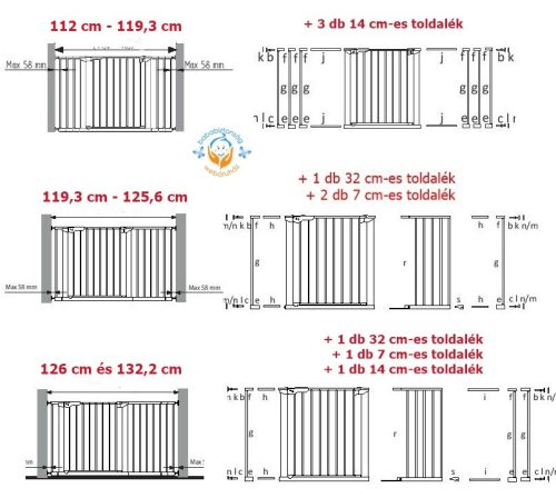 Babydan ASTA ajtórács fekete színben (73,5 - 79,6 cm, bővíthető)
