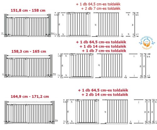 Babydan ASTA ajtórács fekete színben (73,5 - 79,6 cm, bővíthető)