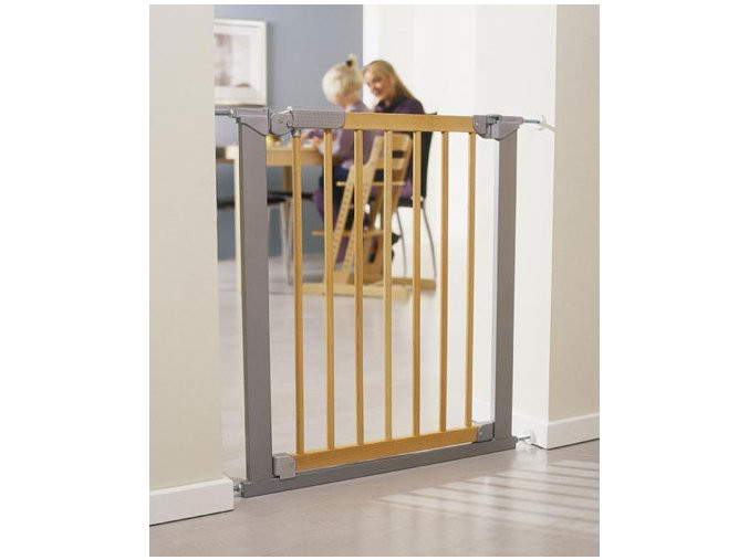 Image of Babydan AVANTGARDE önfeszítős fa ajtórács fém kerettel - bükkfa színű (71,3-77,6 cm, bővíthető)