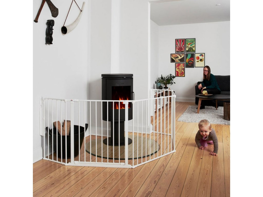 Image of Babydan Térelválasztó, lépcsőrács, kandallórács - XL-es csomag, fehér (max. 278 cm)